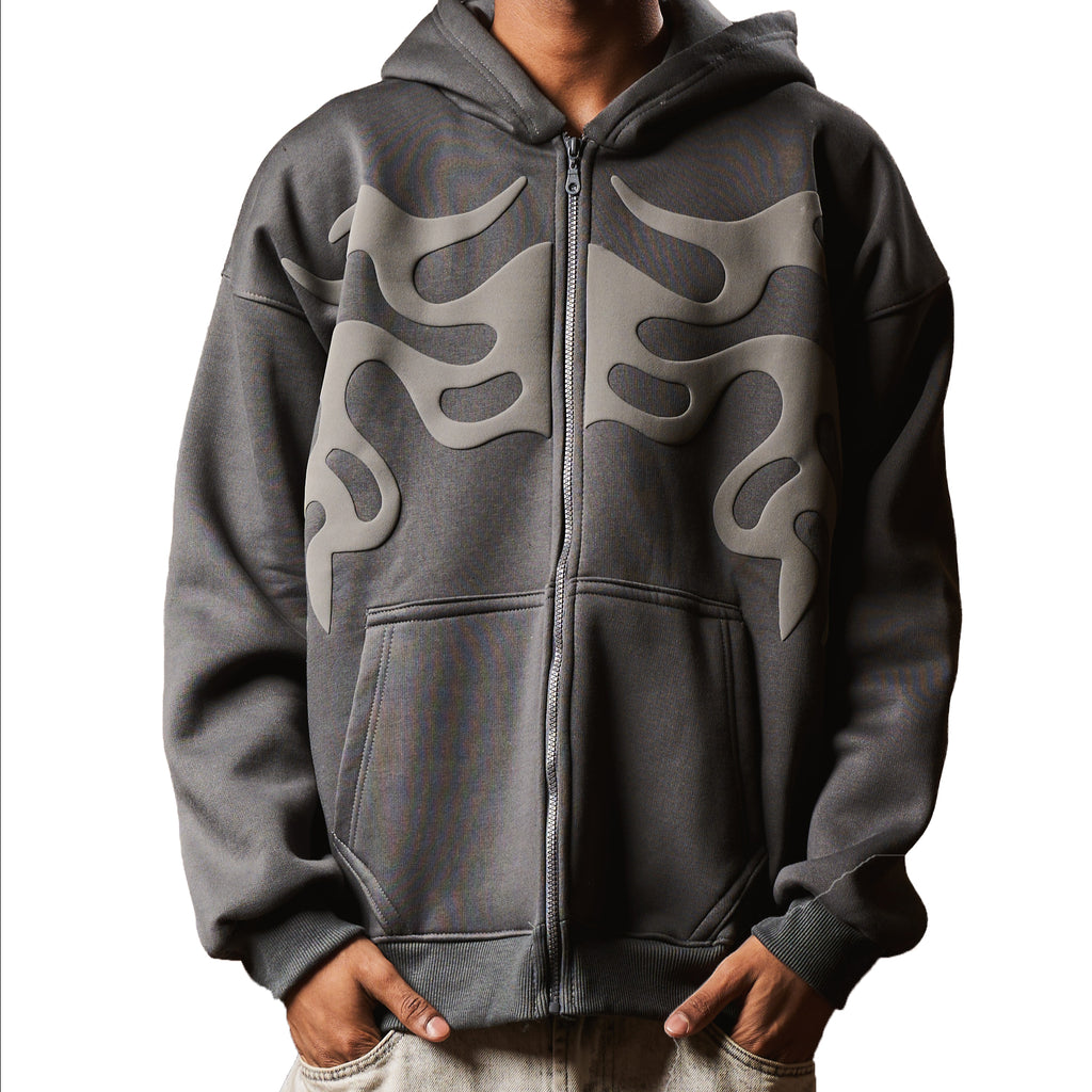 INFERNO GREY ON GREY ZIP UP JACKET