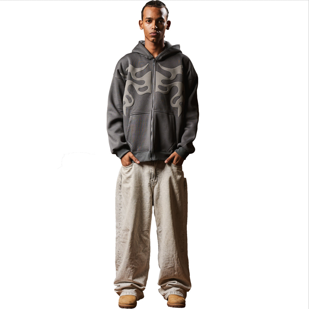 INFERNO GREY ON GREY ZIP UP JACKET