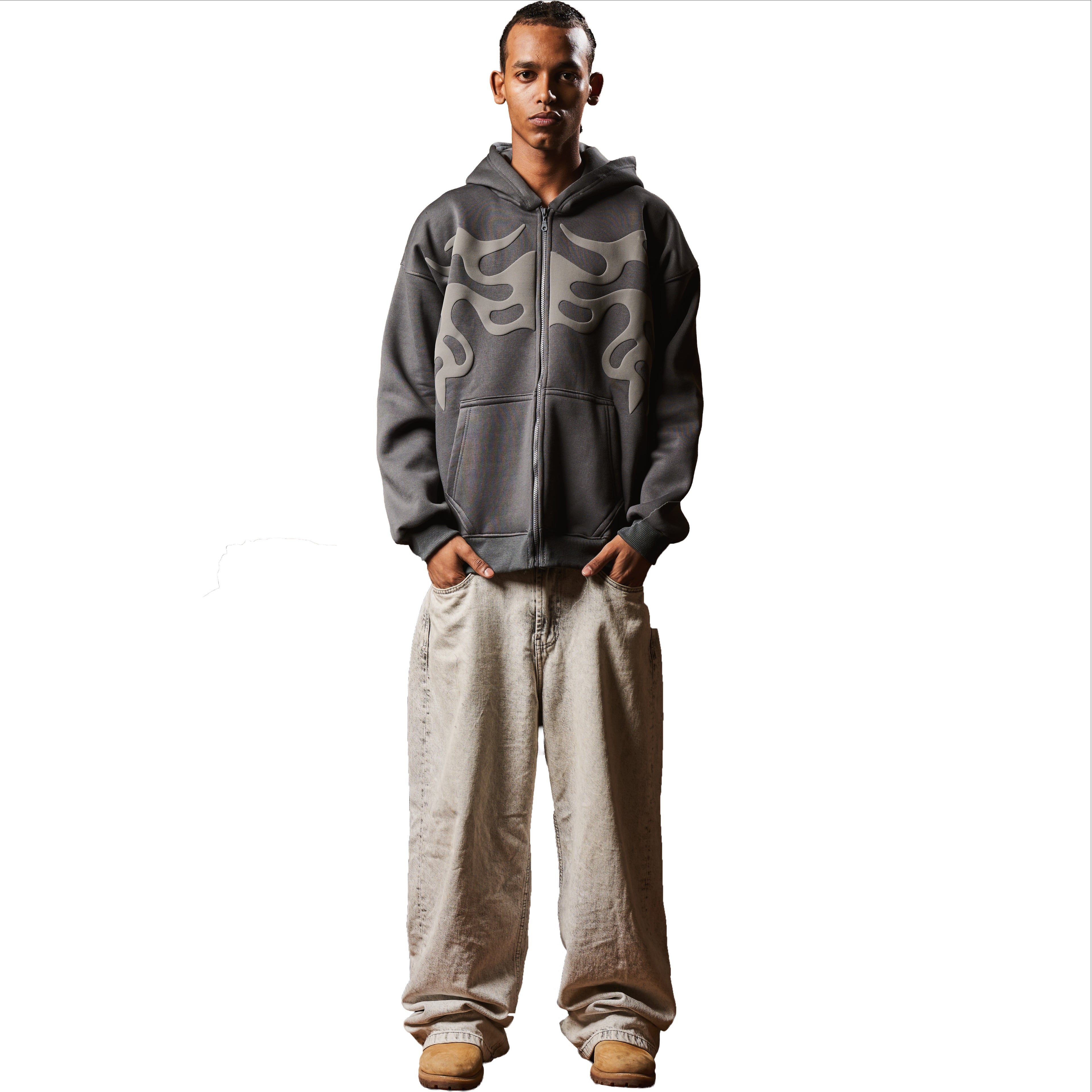 INFERNO GREY ON GREY ZIP UP JACKET