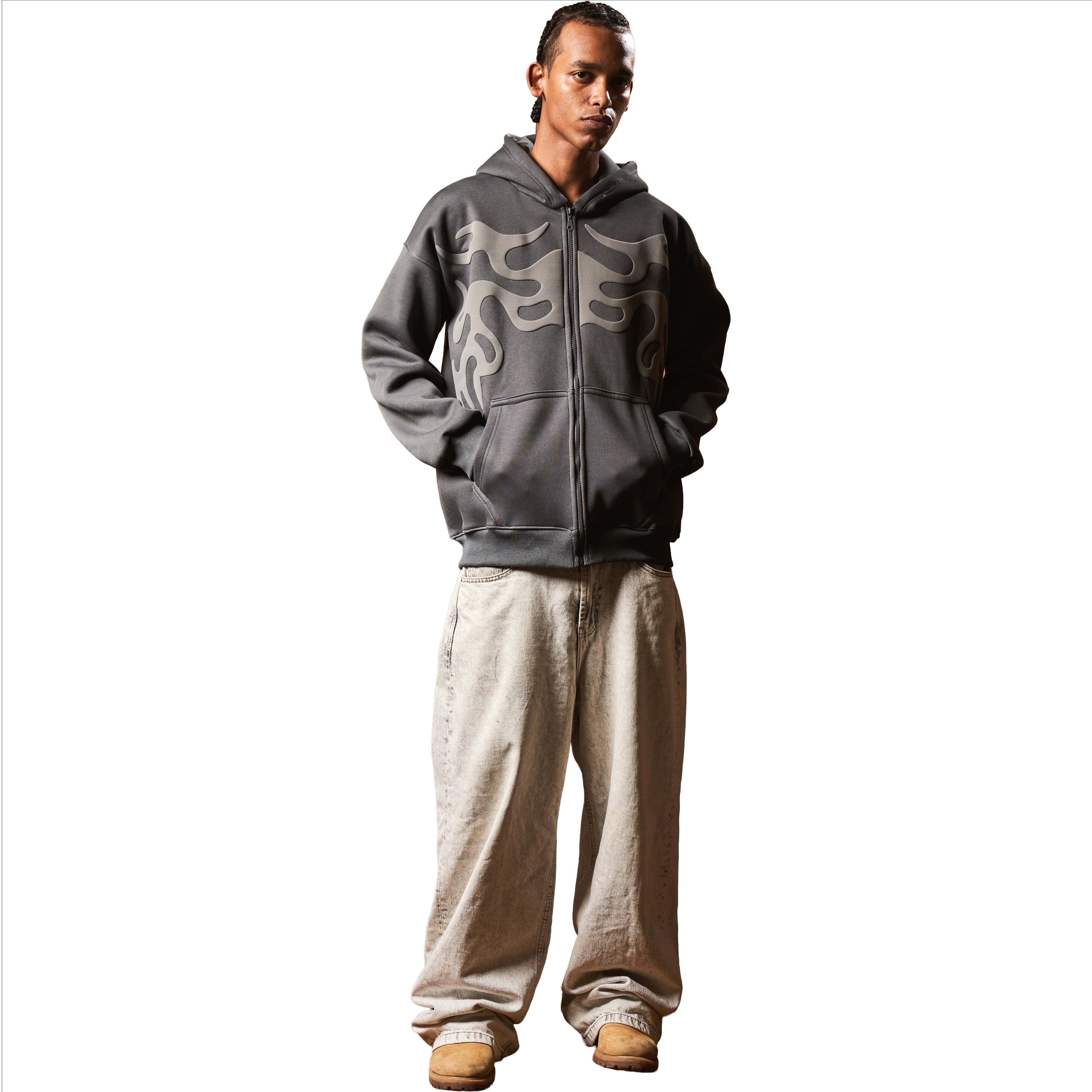 INFERNO GREY ON GREY ZIP UP JACKET