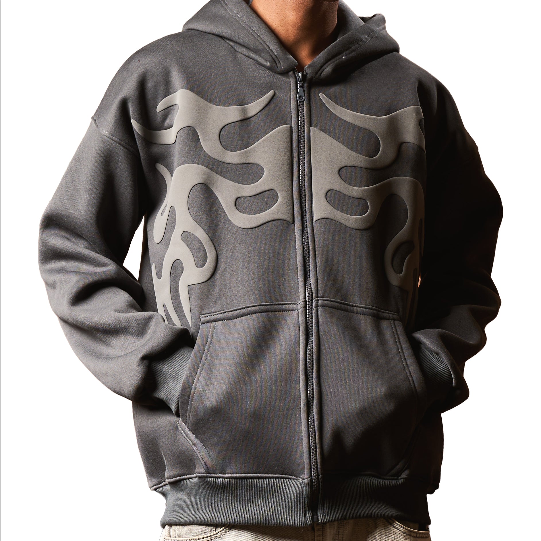 INFERNO GREY ON GREY ZIP UP JACKET